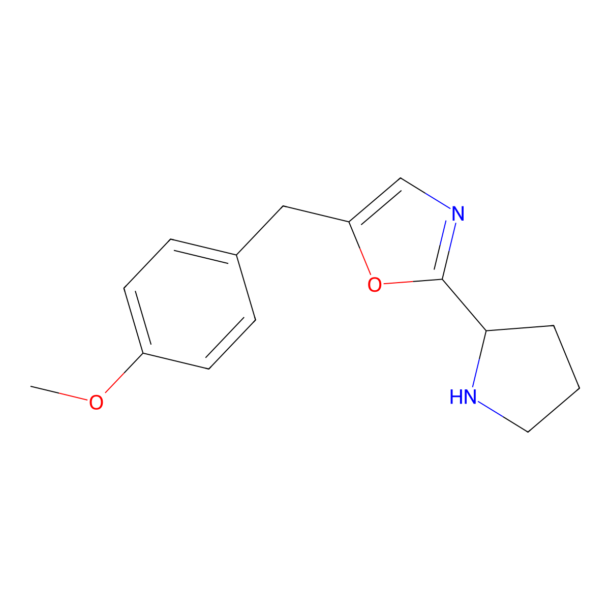 5-(4-Methoxybenzyl)-2-(pyrrolidin-2-yl)oxazole molecular structure, CAS 1785763-49-6