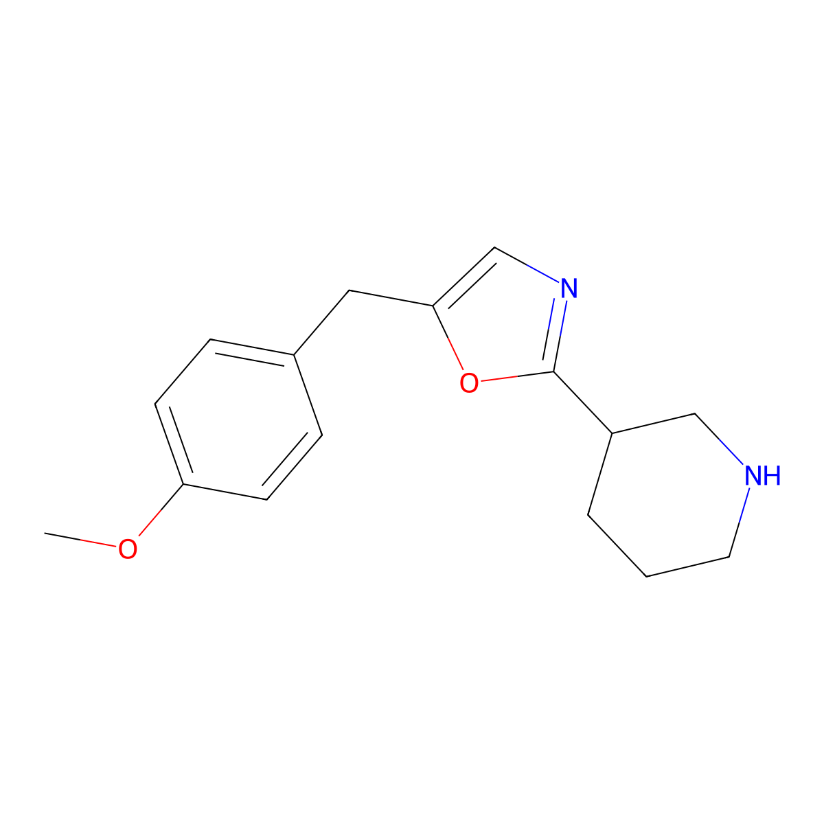 5-(4-Methoxybenzyl)-2-(piperidin-3-yl)oxazole molecular structure, CAS 1785763-54-3
