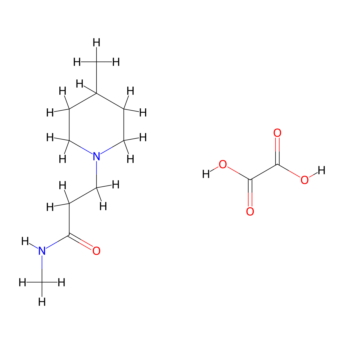 N-methyl-3-(4-methylpiperidin-1-yl)propanamide; oxalic acid molecular structure, CAS 1785763-77-0