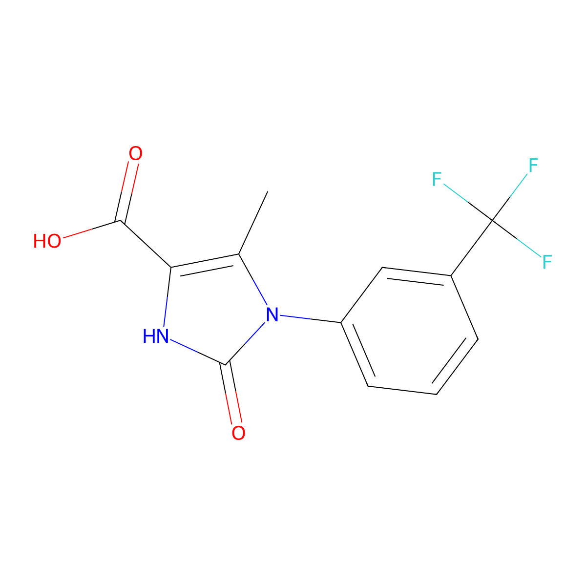 5-Methyl-2-oxo-1-(3-(trifluoromethyl)phenyl)-2,3-dihydro-1H-imidazole-4-carboxylic acid molecular structure, CAS 1785764-76-2