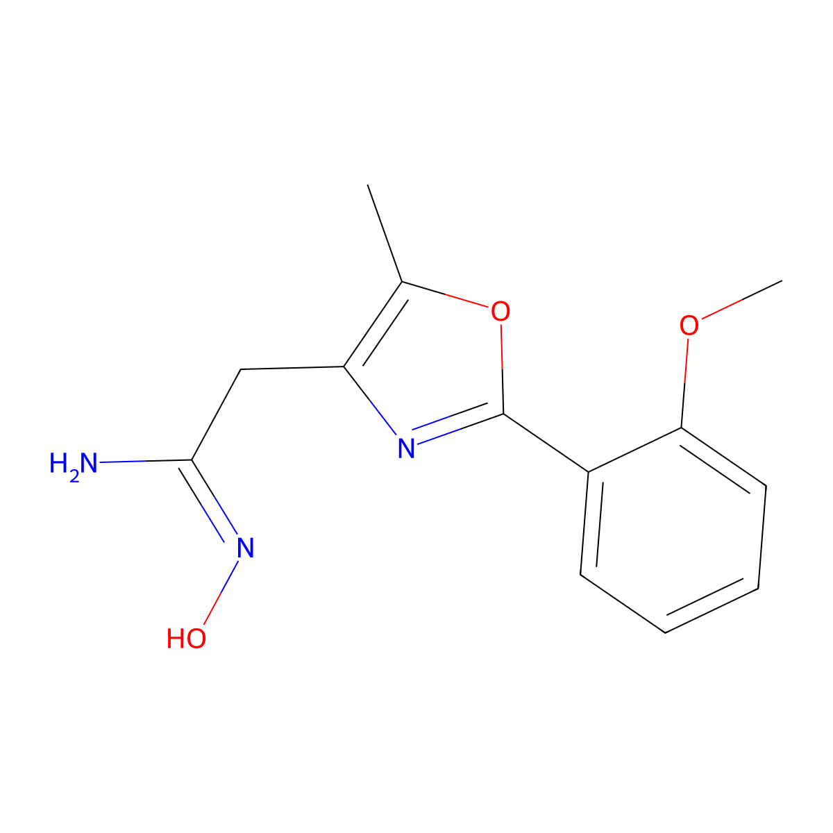 (1Z)-N'-hydroxy-2-[2-(2-methoxyphenyl)-5-methyl-1,3-oxazol-4-yl]ethanimidamide molecular structure, CAS 1785840-72-3