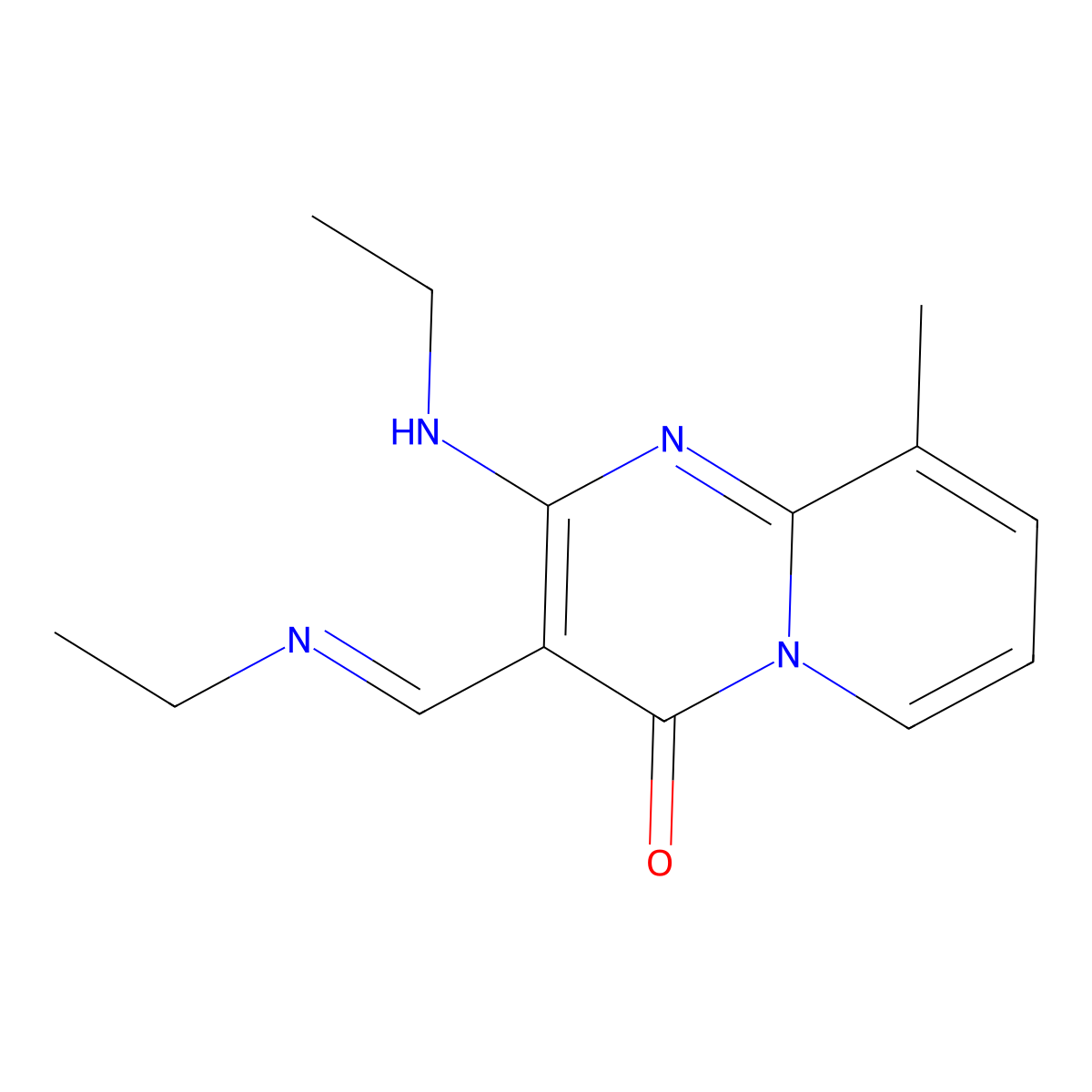 2-(ethylamino)-3-[(1E)-(ethylimino)methyl]-9-methyl-4H-pyrido[1,2-a]pyrimidin-4-one molecular structure, CAS 1785851-57-1