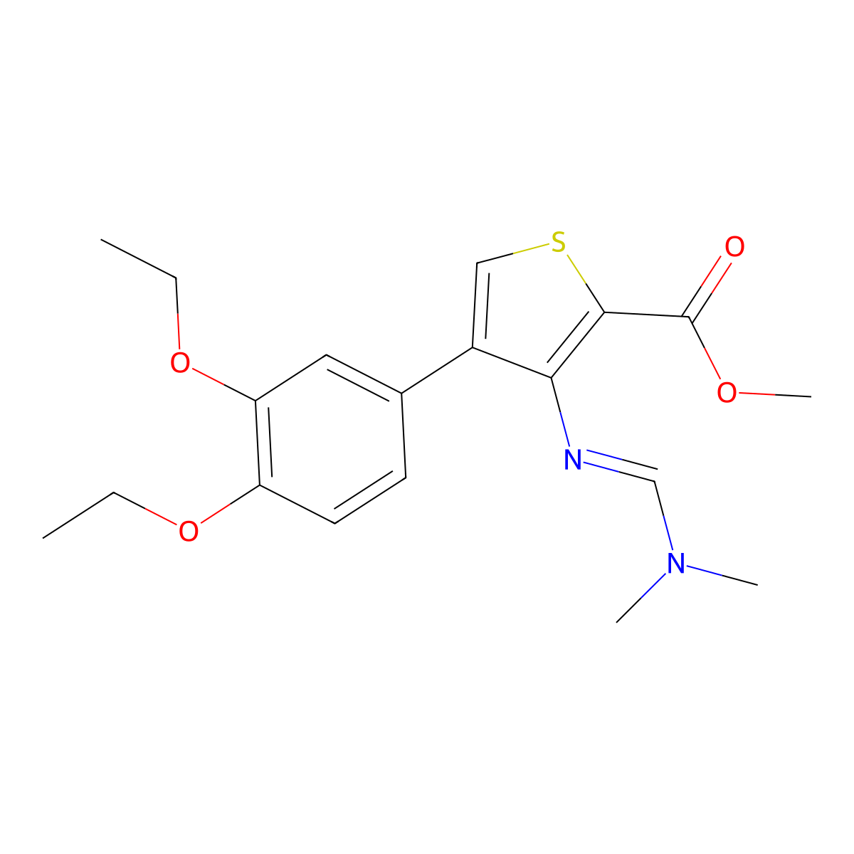 methyl 4-(3,4-diethoxyphenyl)-3-{[(1E)-(dimethylamino)methylene]amino}thiophene-2-carboxylate molecular structure, CAS 1785923-96-7