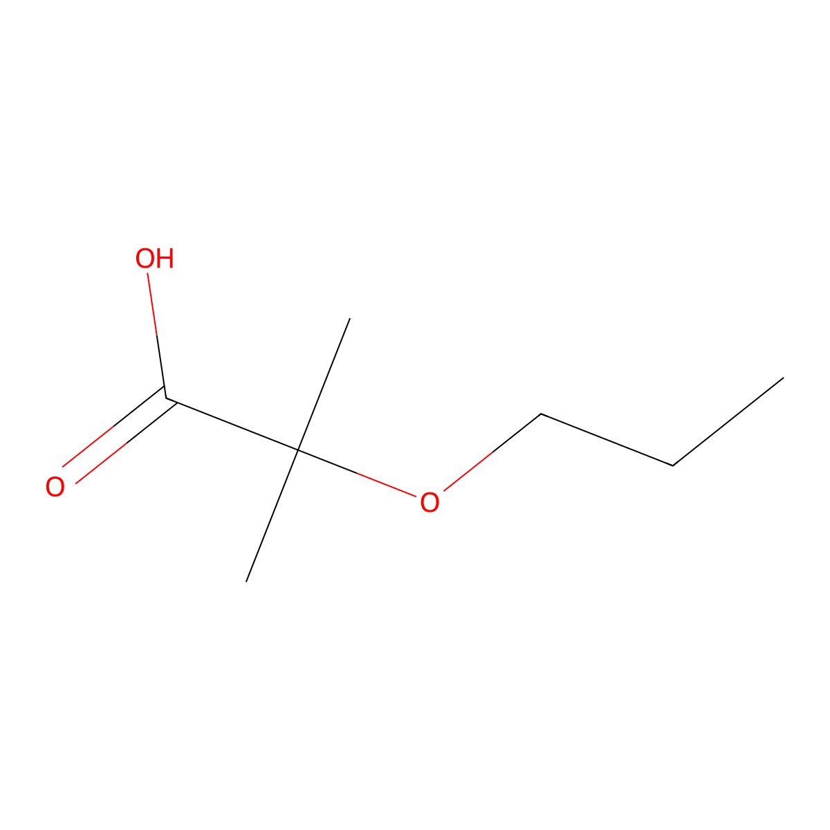 2-Methyl-2-propoxypropanoic acid molecular structure, CAS 17860-02-5