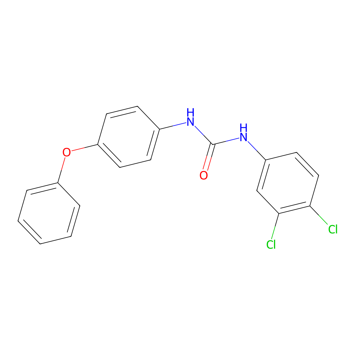 N-(3,4-Dichlorophenyl)-N'-(4-phenoxyphenyl)urea molecular structure, CAS 178607-18-6