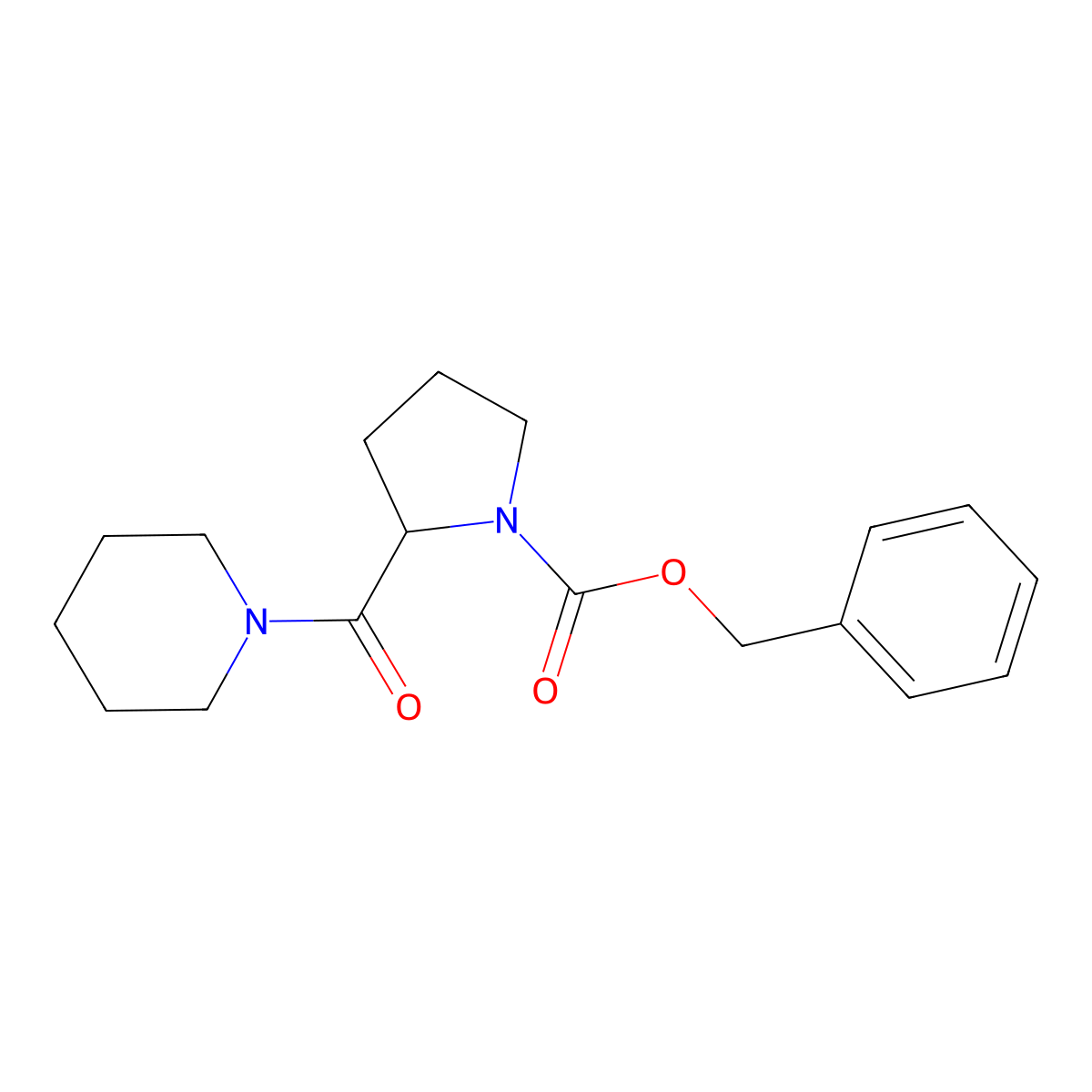 Benzyl 2-(piperidine-1-carbonyl)pyrrolidine-1-carboxylate molecular structure, CAS 1786119-30-9