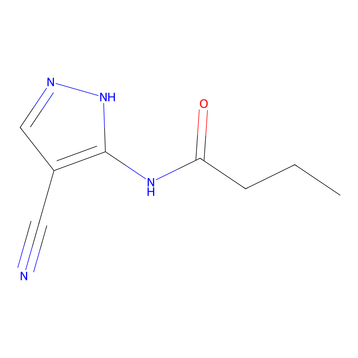 N-(4-cyano-1H-pyrazol-5-yl)butanamide molecular structure, CAS 178613-52-0