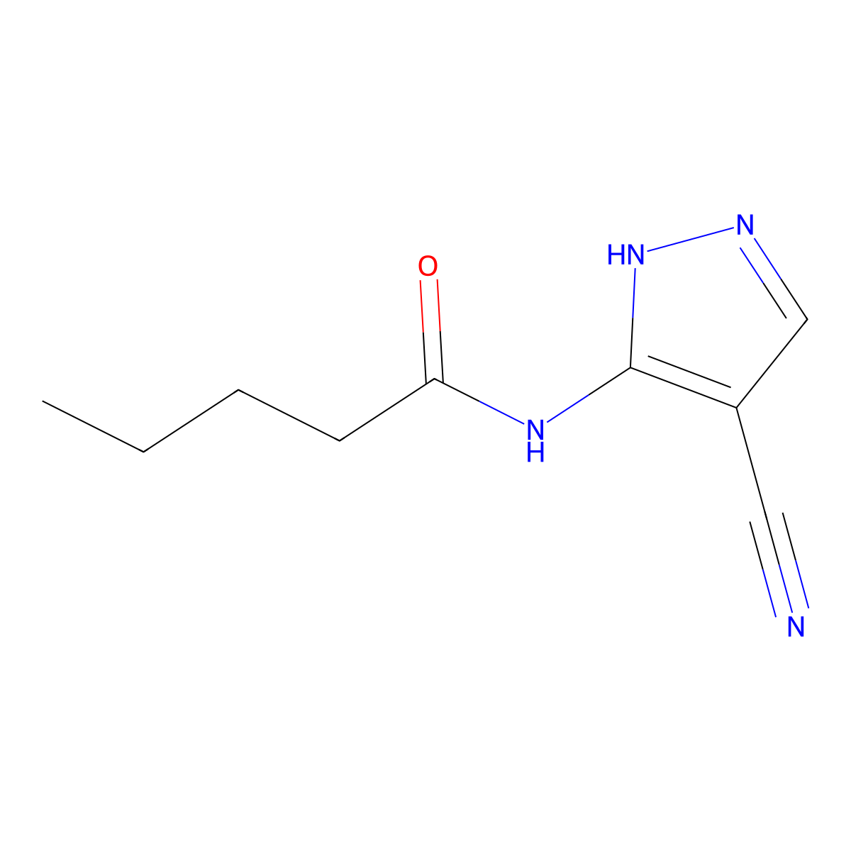 N-(4-cyano-1H-pyrazol-5-yl)pentanamide molecular structure, CAS 178613-53-1