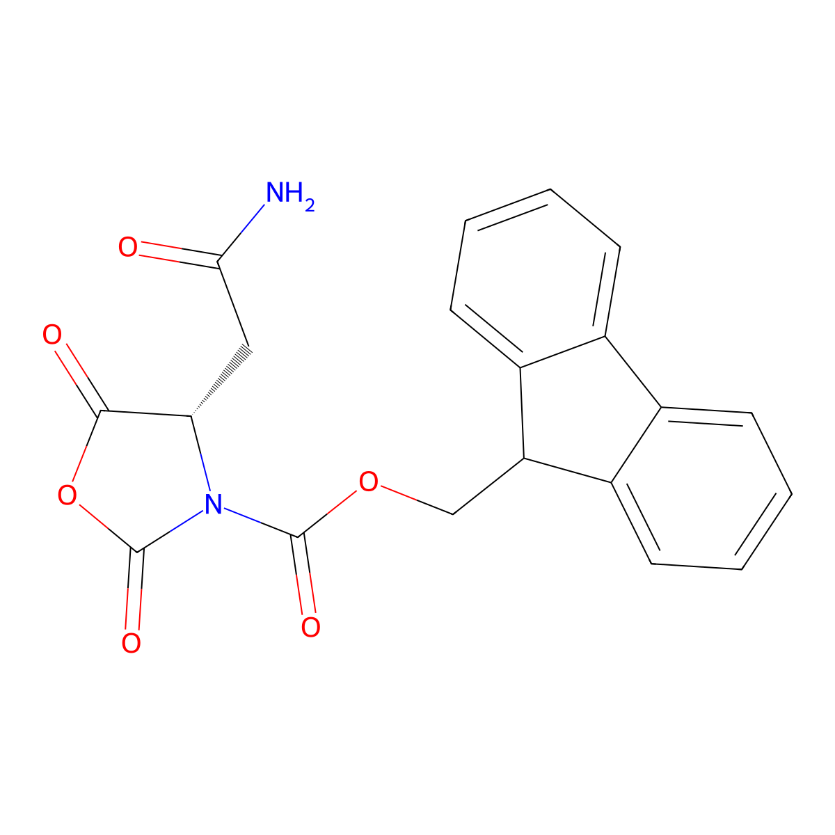 (S)-(9H-Fluoren-9-yl)methyl 4-(2-amino-2-oxoethyl)-2,5-dioxooxazolidine-3-carboxylate molecular structure, CAS 178614-75-0