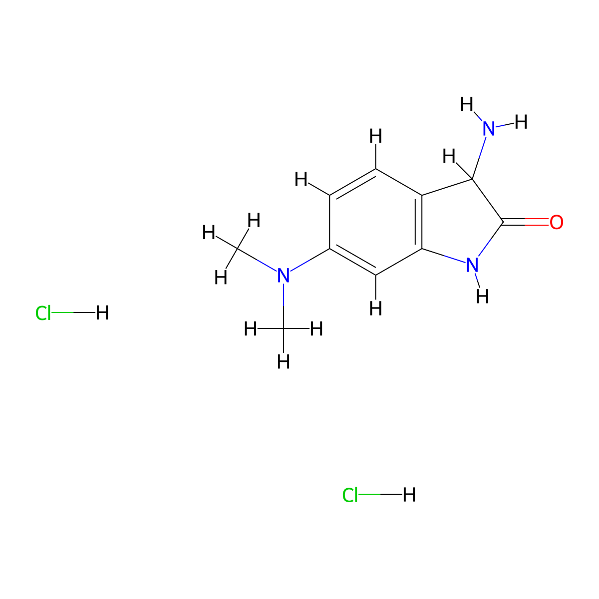 3-amino-6-(dimethylamino)-2,3-dihydro-1H-indol-2-one dihydrochloride molecular structure, CAS 1786215-06-2
