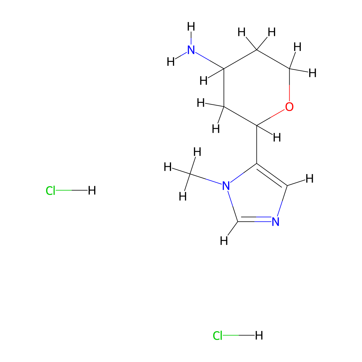 2-(1-methyl-1H-imidazol-5-yl)oxan-4-amine dihydrochloride molecular structure, CAS 1786220-99-2