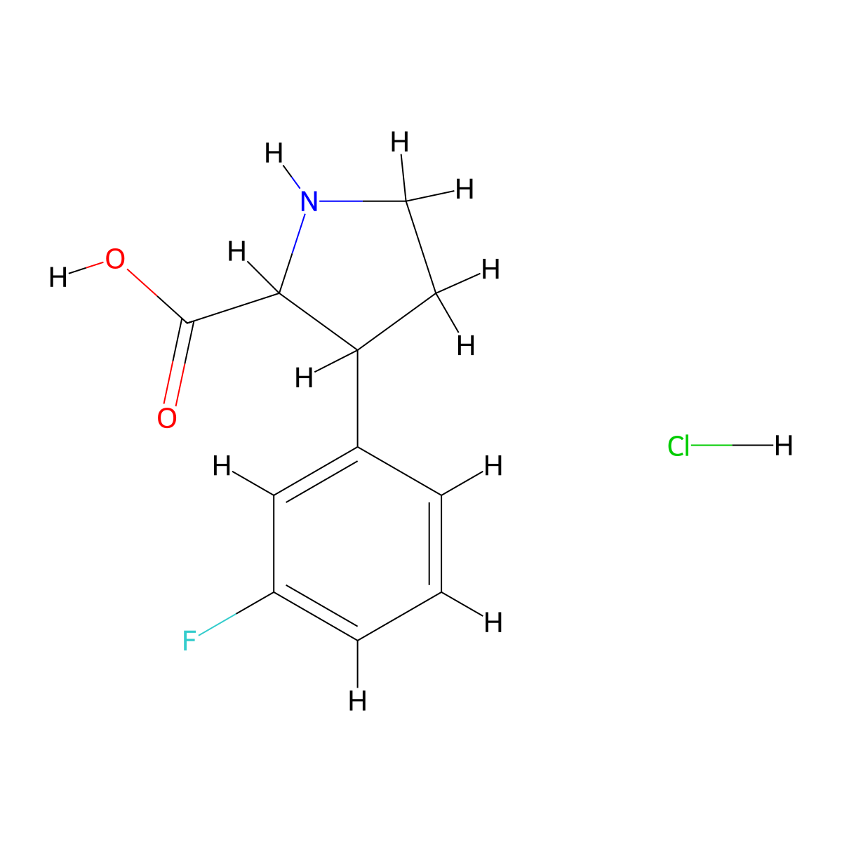 3-(3-Fluorophenyl)pyrrolidine-2-carboxylic acid hydrochloride molecular structure, CAS 1786224-71-2