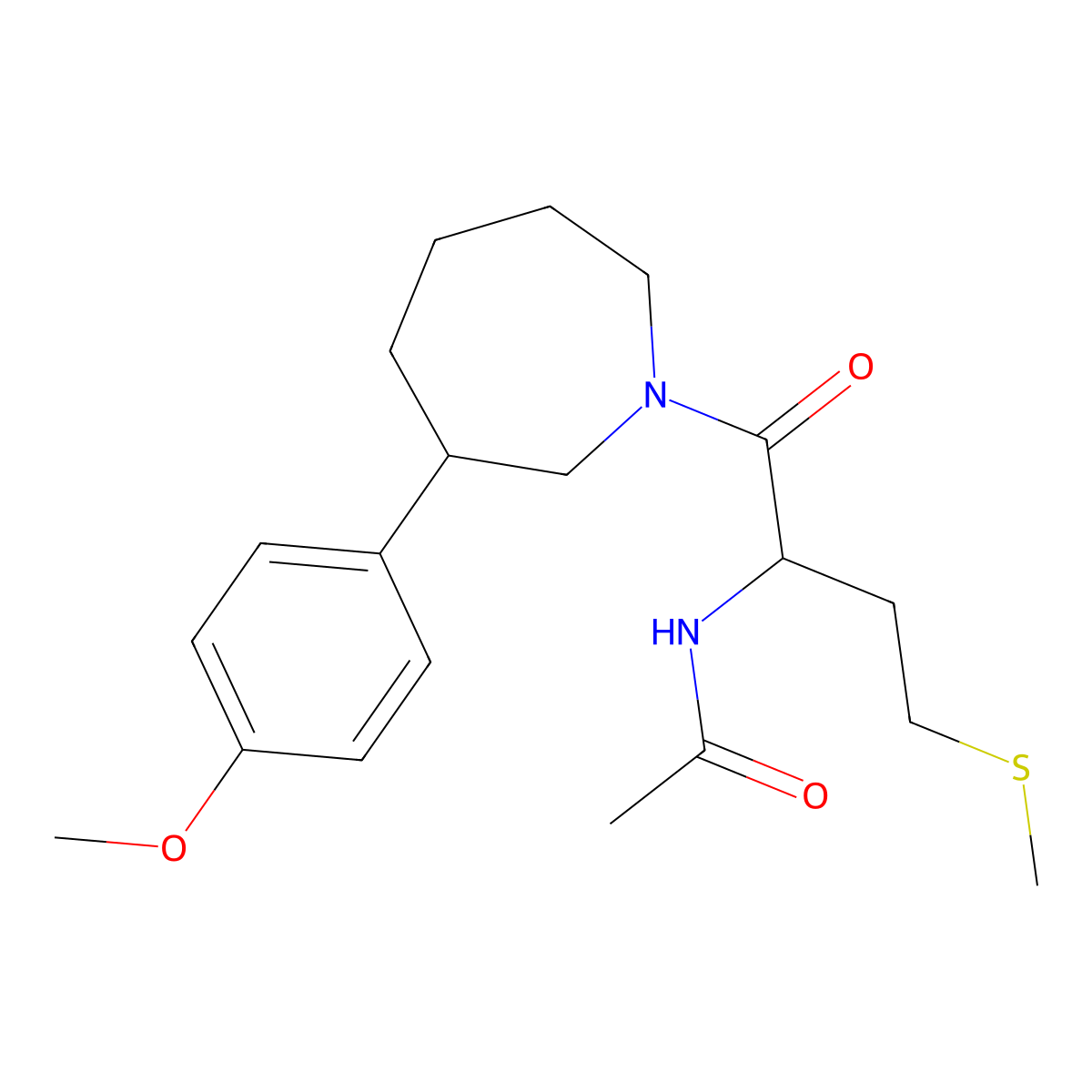 N-(1-(3-(4-methoxyphenyl)azepan-1-yl)-4-(methylthio)-1-oxobutan-2-yl)acetamide molecular structure, CAS 1786244-57-2