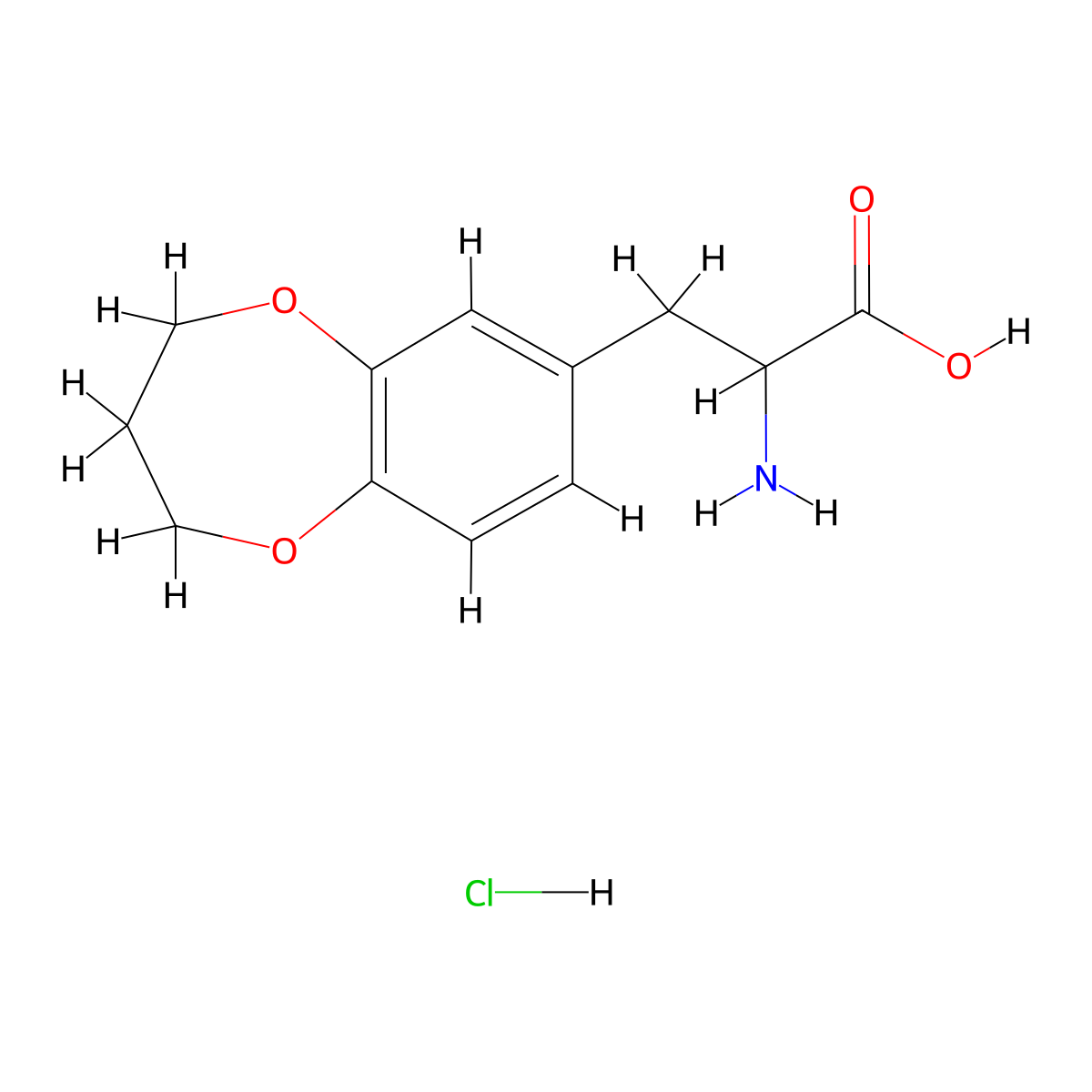 2-amino-3-(3,4-dihydro-2H-1,5-benzodioxepin-7-yl)propanoic acid hydrochloride molecular structure, CAS 1786258-01-2