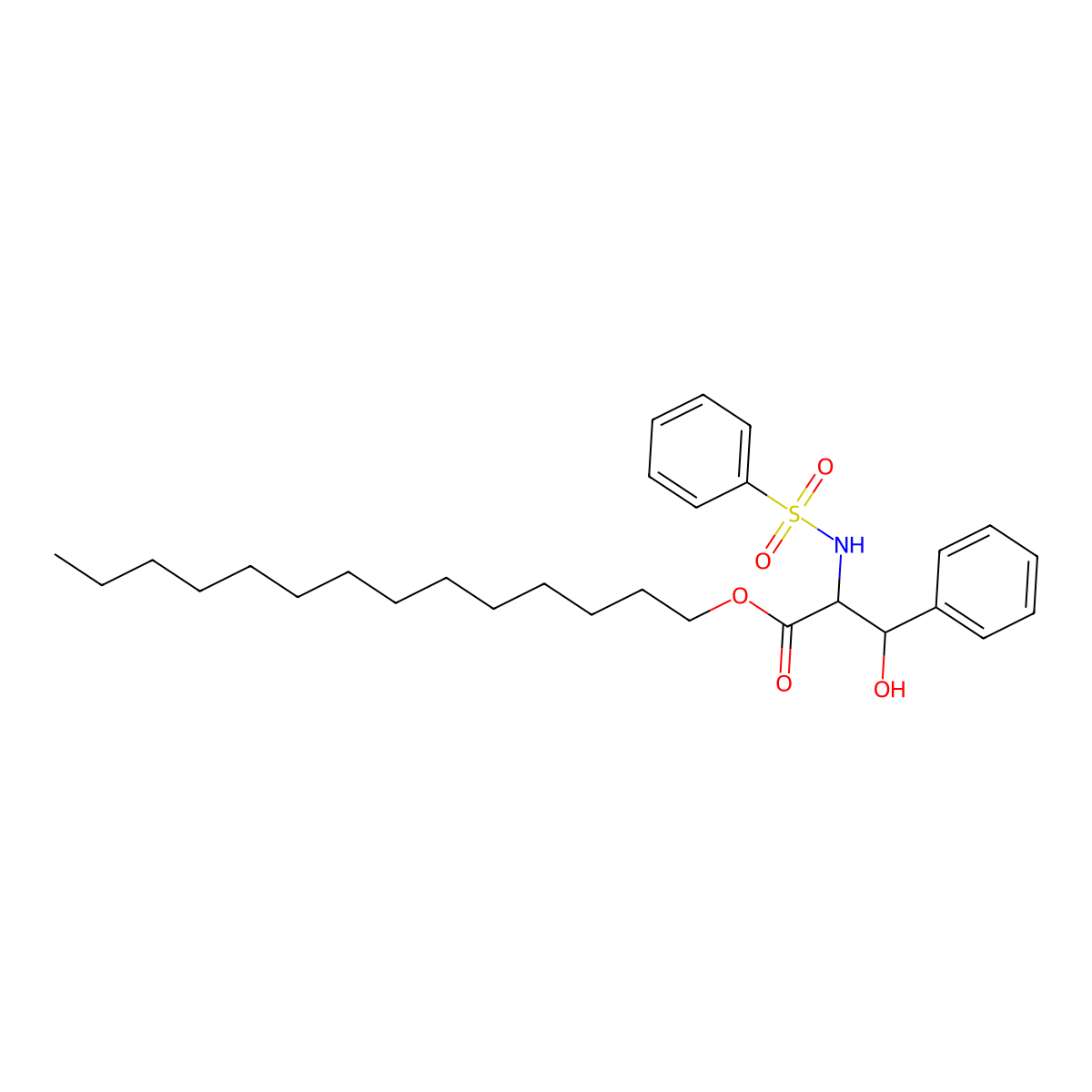 (2R,3S)-tetradecyl 3-hydroxy-3-phenyl-2-(phenylsulfonamido)propanoate molecular structure, CAS 178633-86-8