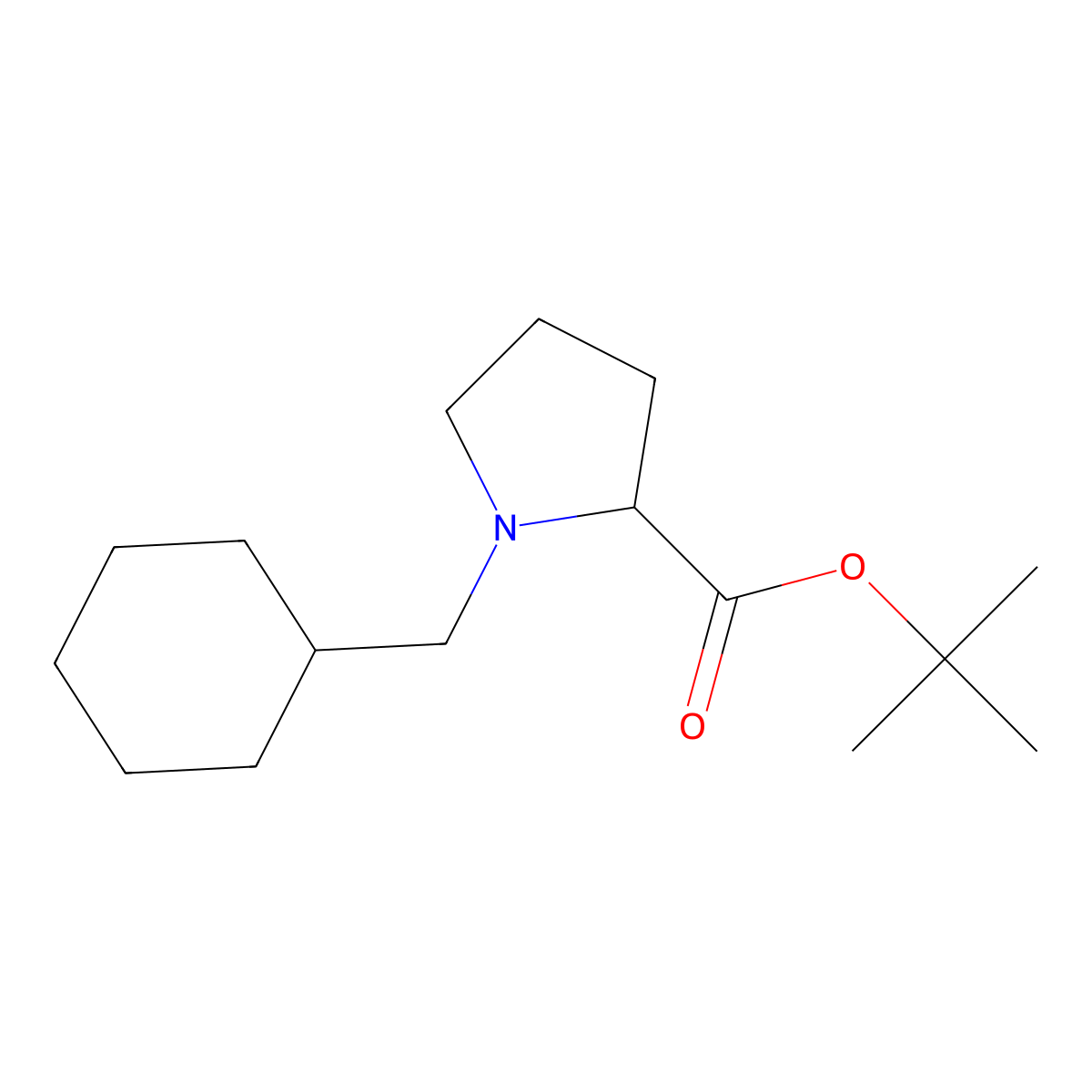 tert-butyl (2S)-1-(cyclohexylmethyl)pyrrolidine-2-carboxylate molecular structure, CAS 1786494-45-8