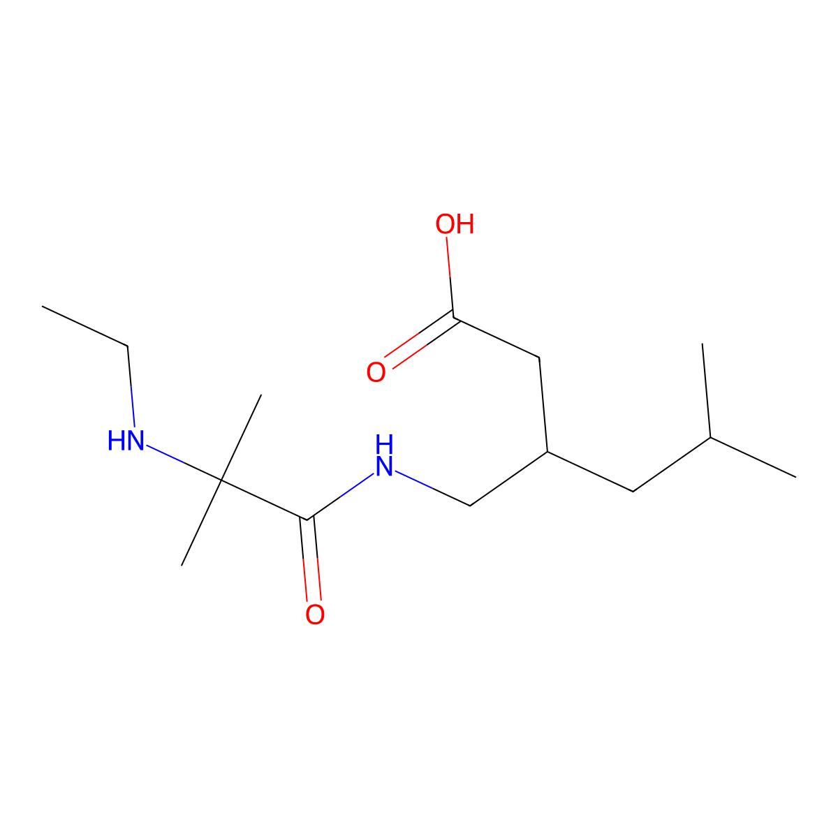 (3S)-3-{[2-(ethylamino)-2-methylpropanamido]methyl}-5-methylhexanoic acid molecular structure, CAS 1786569-61-6
