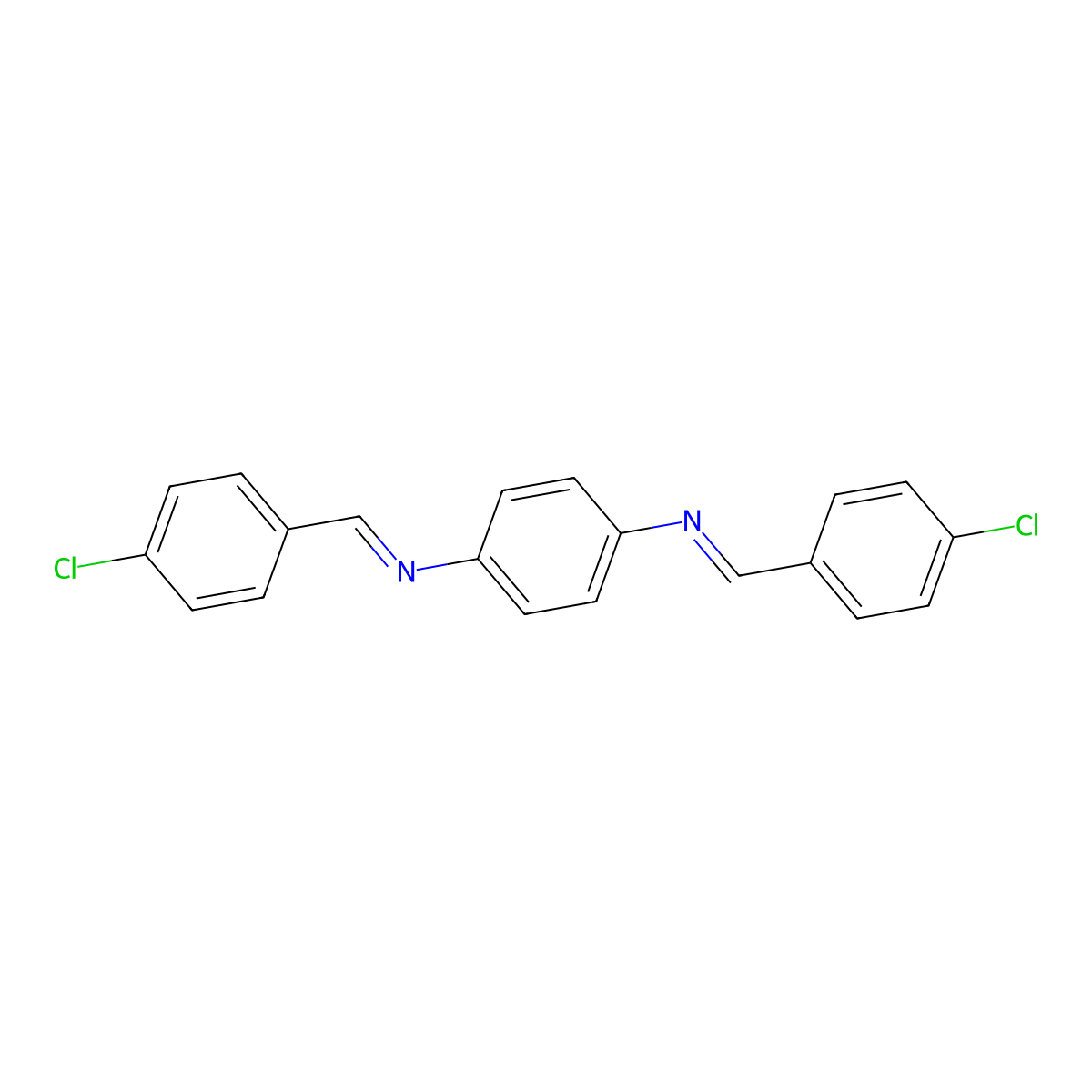 N,N'-Bis(4-chlorobenzylidene)-1,4-phenylenediamine molecular structure, CAS 17866-87-4