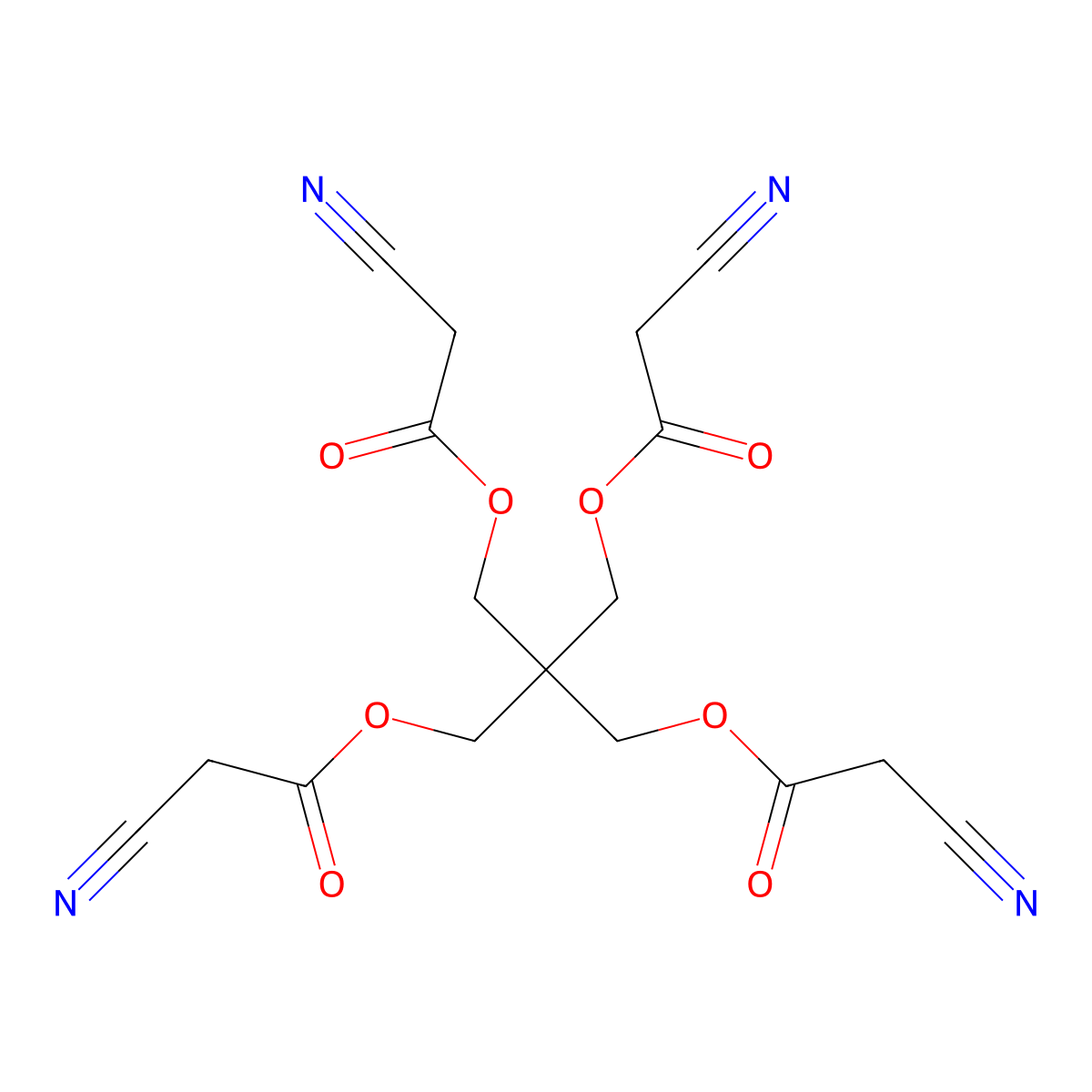 Pentaerythritol tetrakis (cyanoacetate) molecular structure, CAS 178671-69-7