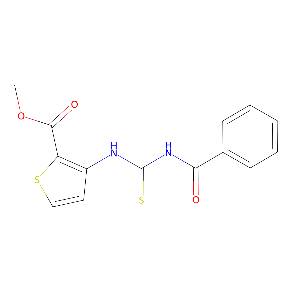 Methyl 3-{[(benzoylamino)carbothioyl]amino}-2-thiophenecarboxylate molecular structure, CAS 178675-17-7