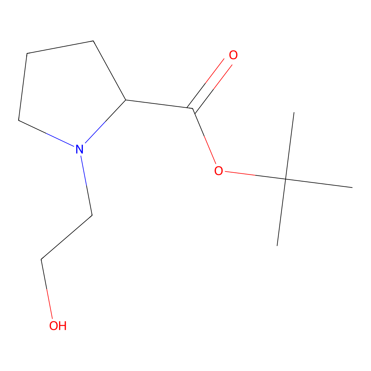 tert-butyl (2R)-1-(2-hydroxyethyl)pyrrolidine-2-carboxylate molecular structure, CAS 1786802-26-3