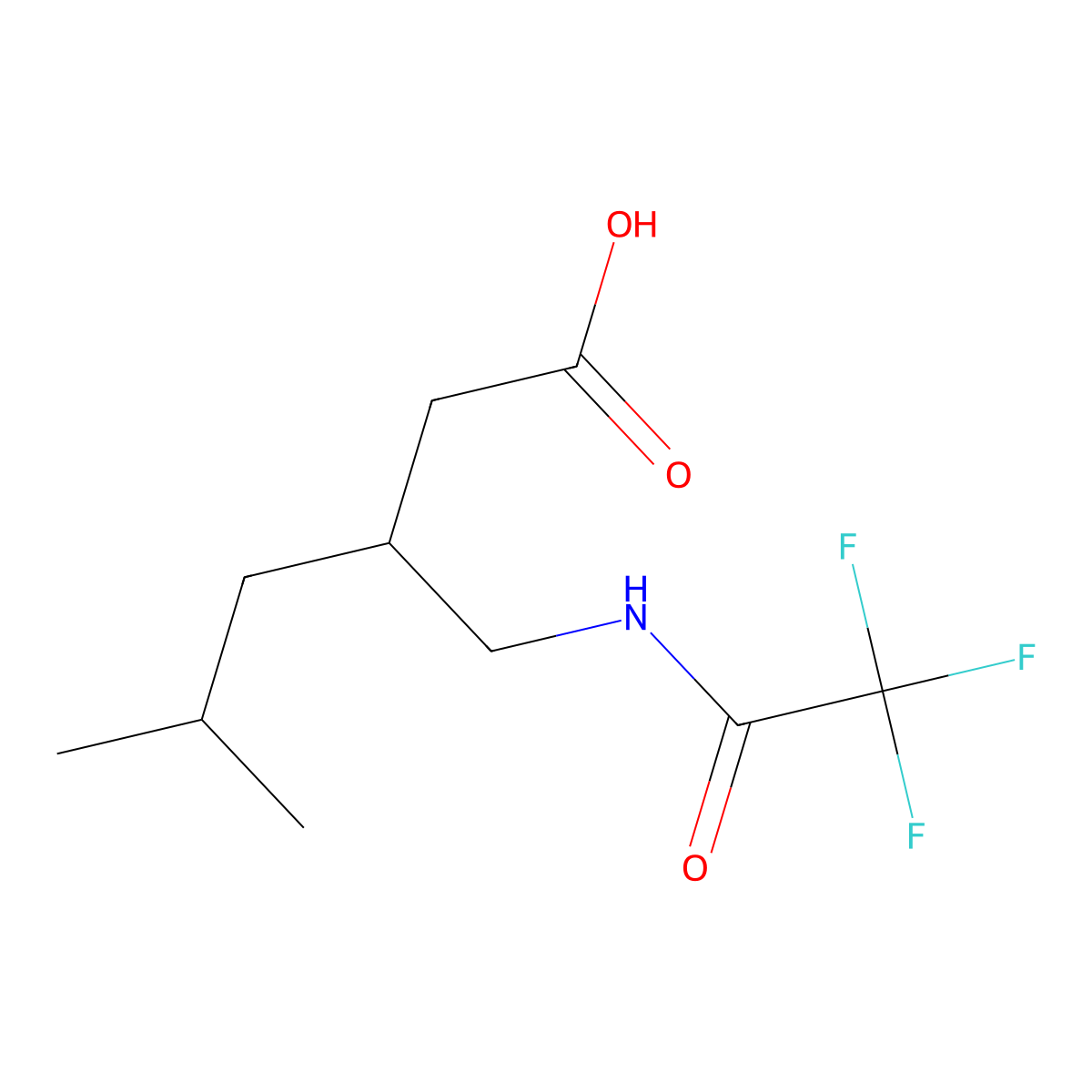 (3S)-5-methyl-3-[(trifluoroacetamido)methyl]hexanoic acid molecular structure, CAS 1786826-02-5