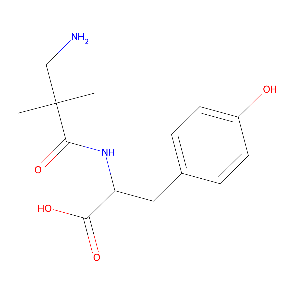 (2S)-2-(3-amino-2,2-dimethylpropanamido)-3-(4-hydroxyphenyl)propanoic acid molecular structure, CAS 1786833-36-0