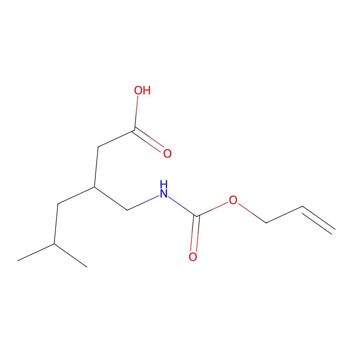 (3S)-5-methyl-3-({[(prop-2-en-1-yloxy)carbonyl]amino}methyl)hexanoic acid molecular structure, CAS 1787093-99-5