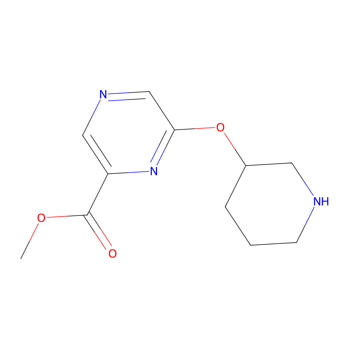methyl (S)-6-(piperidin-3-yloxy)pyrazine-2-carboxylate molecular structure, CAS 1787096-14-3