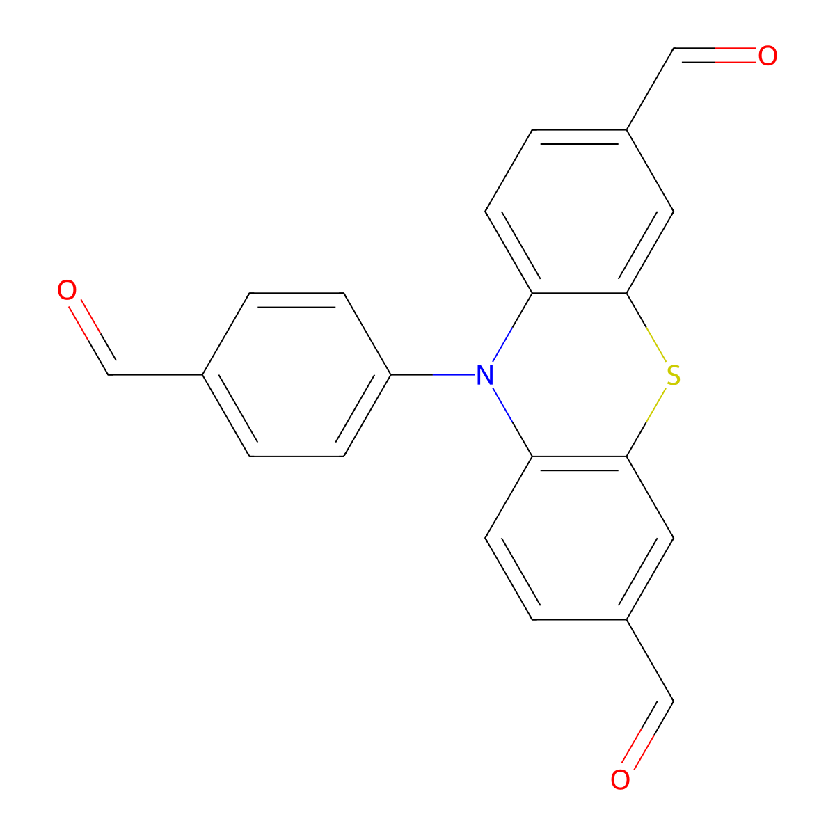 10-(4-Formylphenyl)-10H-phenothiazine-3,7-dicarbaldehyde molecular structure, CAS 1787231-81-5