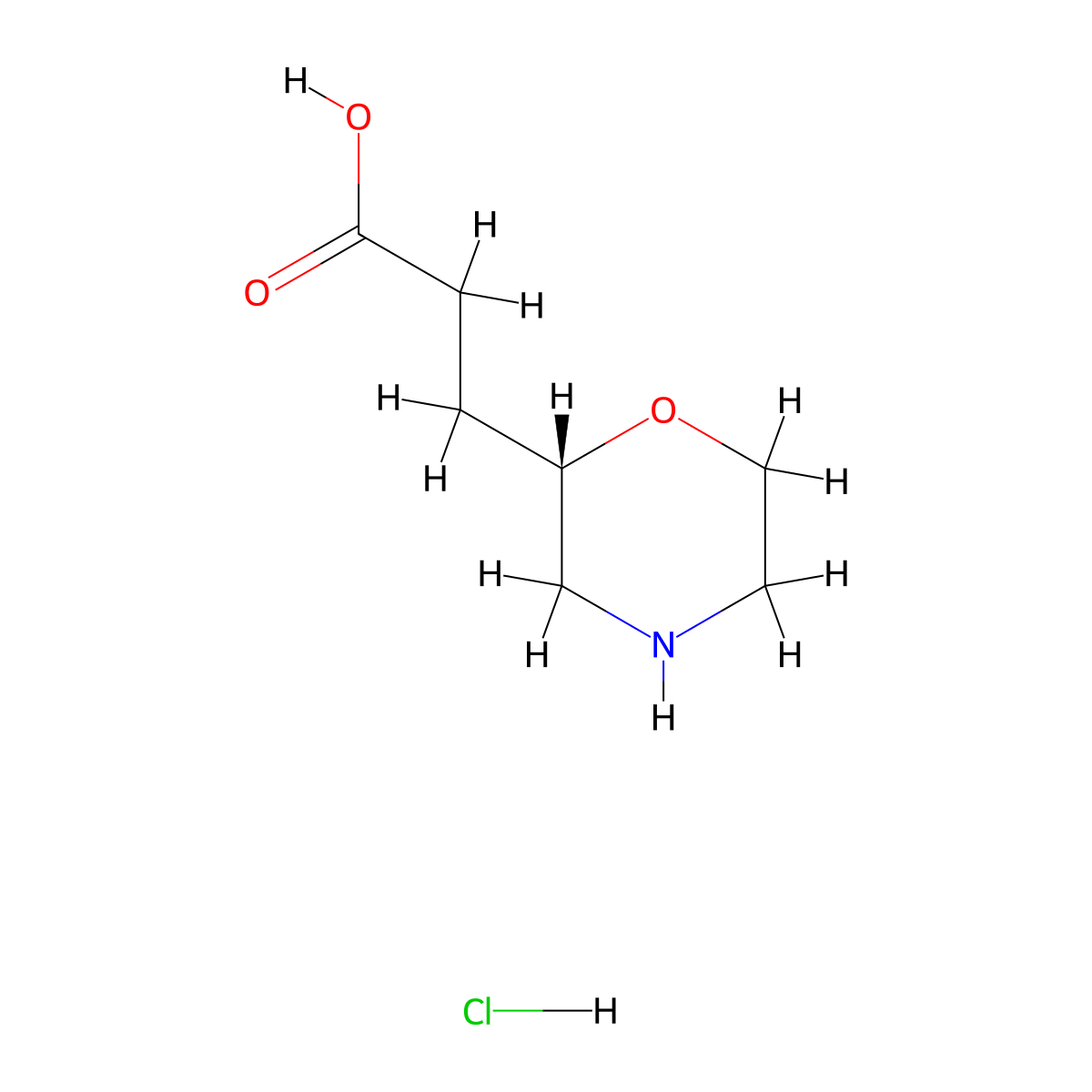 3-((2S)-Morpholin-2-yl)propanoic acid hydrochloride molecular structure, CAS 1787250-02-5