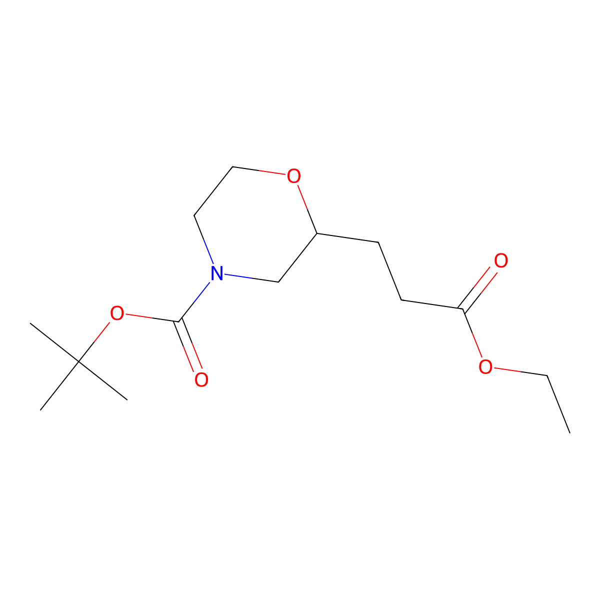 Tert-butyl (R)-2-(3-ethoxy-3-oxopropyl)morpholine-4-carboxylate molecular structure, CAS 1787250-39-8
