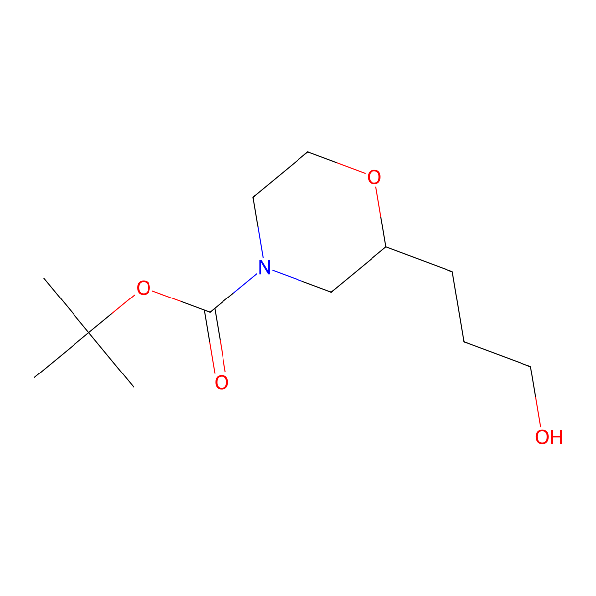 tert-Butyl (R)-2-(3-hydroxypropyl)morpholine-4-carboxylate molecular structure, CAS 1787250-40-1