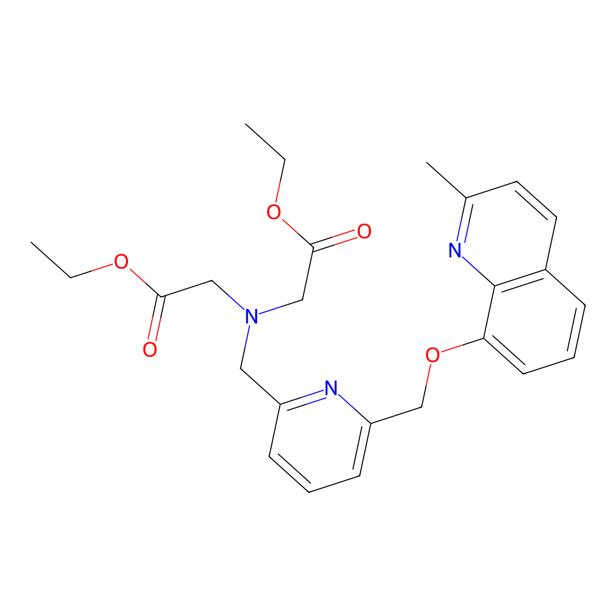 Diethyl 2,2'-(((6-(((2-methylquinolin-8-yl)oxy)methyl)pyridin-2-yl)methyl)azanediyl)diacetate molecular structure, CAS 1787250-90-1