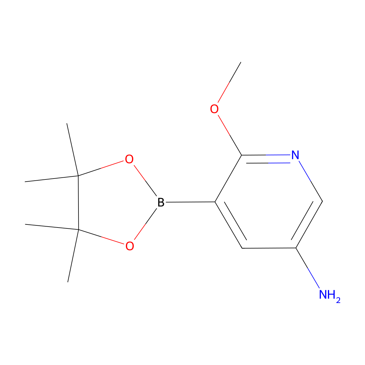 6-Methoxy-5-(4,4,5,5-tetramethyl-1,3,2-dioxaborolan-2-YL)pyridin-3-amine molecular structure, CAS 1787251-96-0