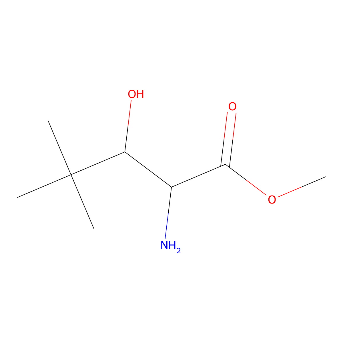 Methyl 2-amino-3-hydroxy-4,4-dimethylpentanoate molecular structure, CAS 1787269-62-8