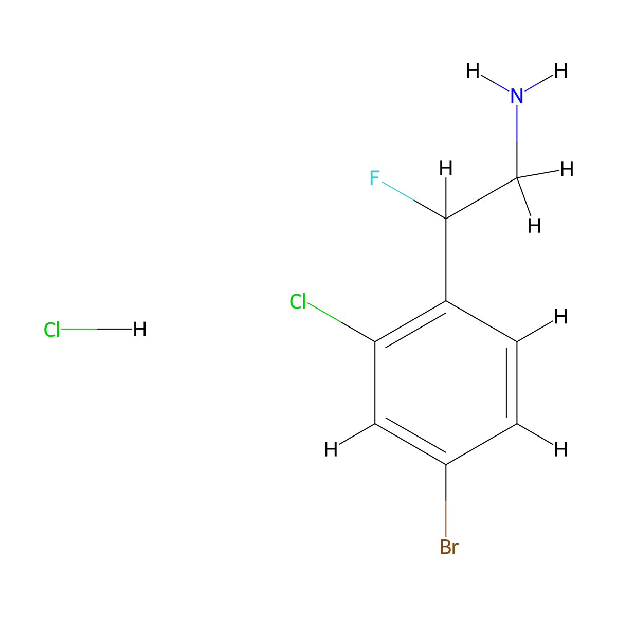 2-(4-Bromo-2-chlorophenyl)-2-fluoroethan-1-amine hydrochloride molecular structure, CAS 1787272-14-3