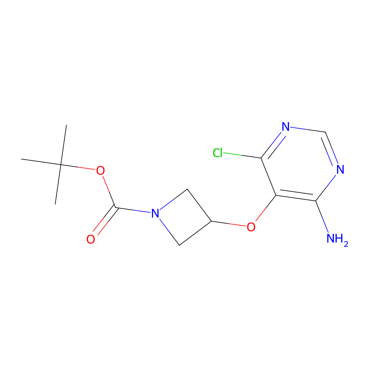 tert-Butyl 3-((4-amino-6-chloropyrimidin-5-yl)oxy)azetidine-1-carboxylate molecular structure, CAS 1787294-46-5