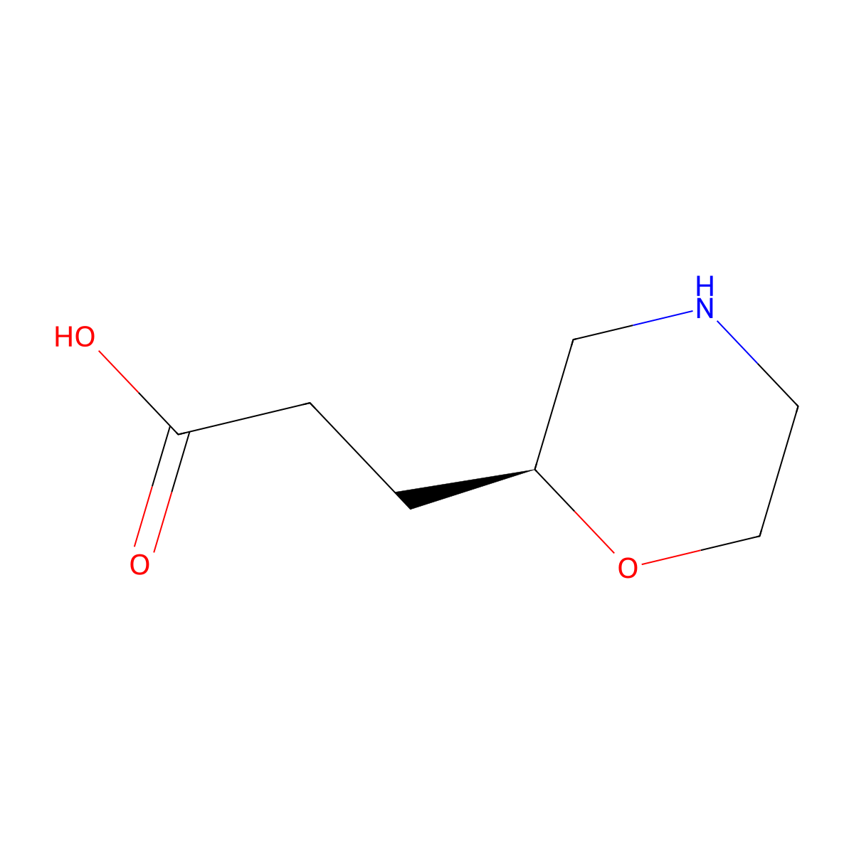 (S)-3-(Morpholin-2-yl)propanoic acid molecular structure, CAS 1787297-24-8