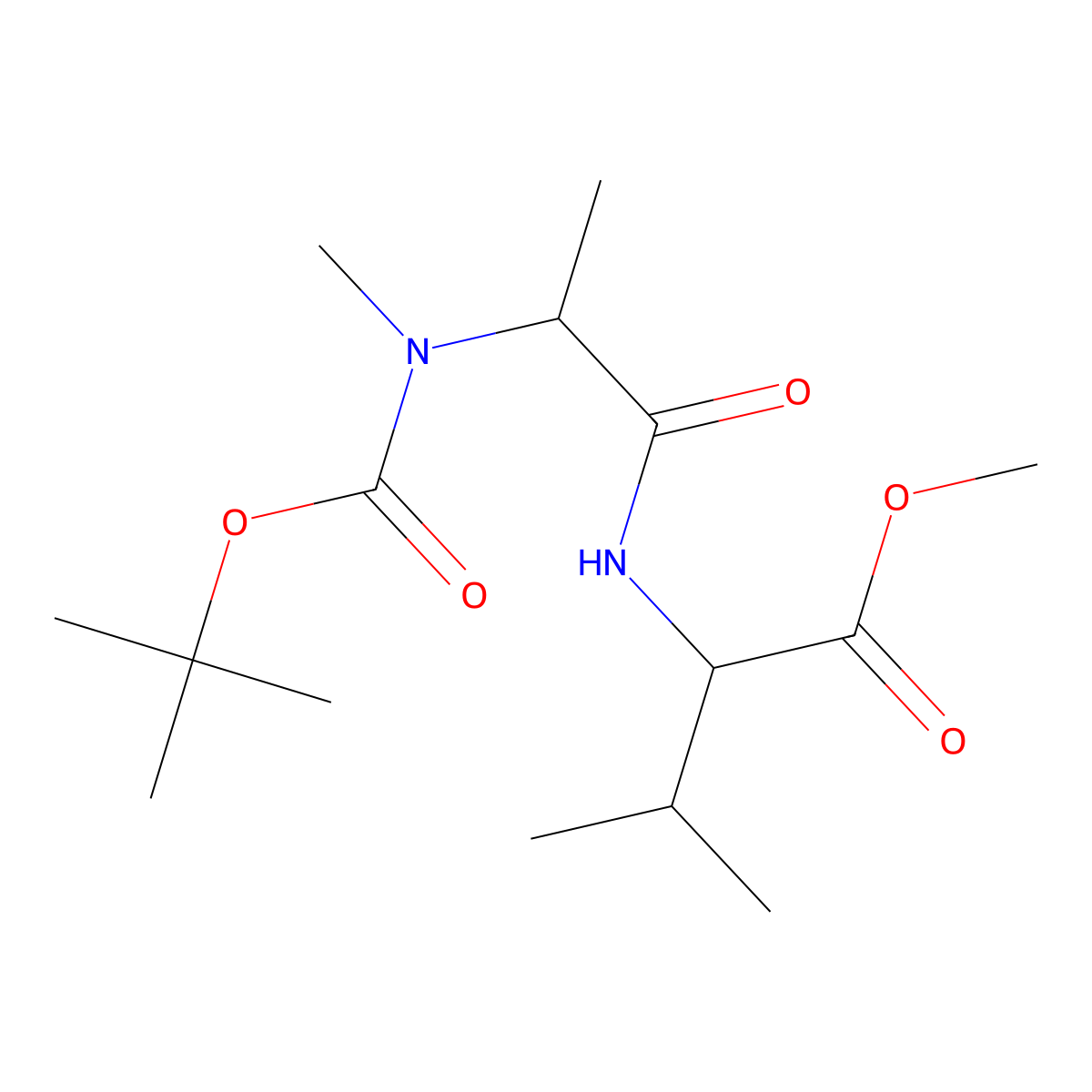 N-[N-[(1,1-Dimethylethoxy)carbonyl]-N-methyl-L-alanyl]-L-valine, methyl ester molecular structure, CAS 178734-54-8