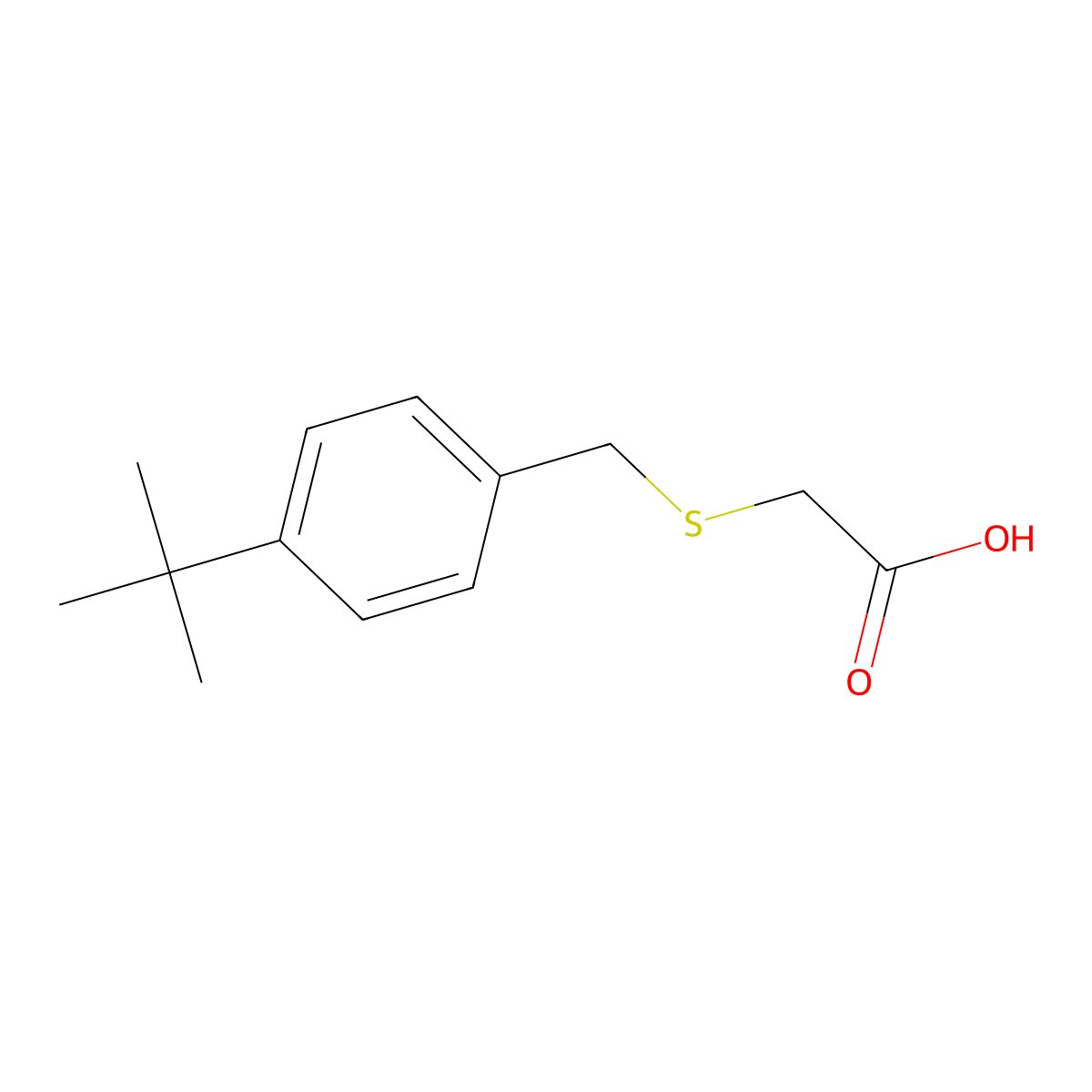 2-[[[4-(1,1-Dimethylethyl)phenyl]methyl]thio]acetic acid molecular structure, CAS 17874-35-0