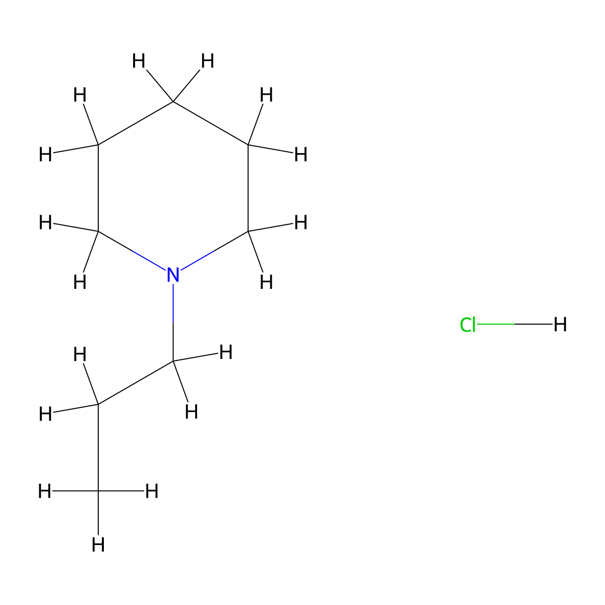 Piperidine, 1-propyl-, hydrochloride molecular structure, CAS 17874-62-3