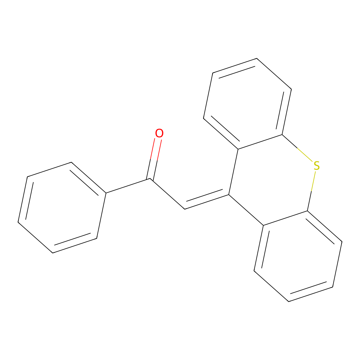 1-Phenyl-2-(9H-thioxanthen-9-ylidene)ethan-1-one molecular structure, CAS 178753-74-7