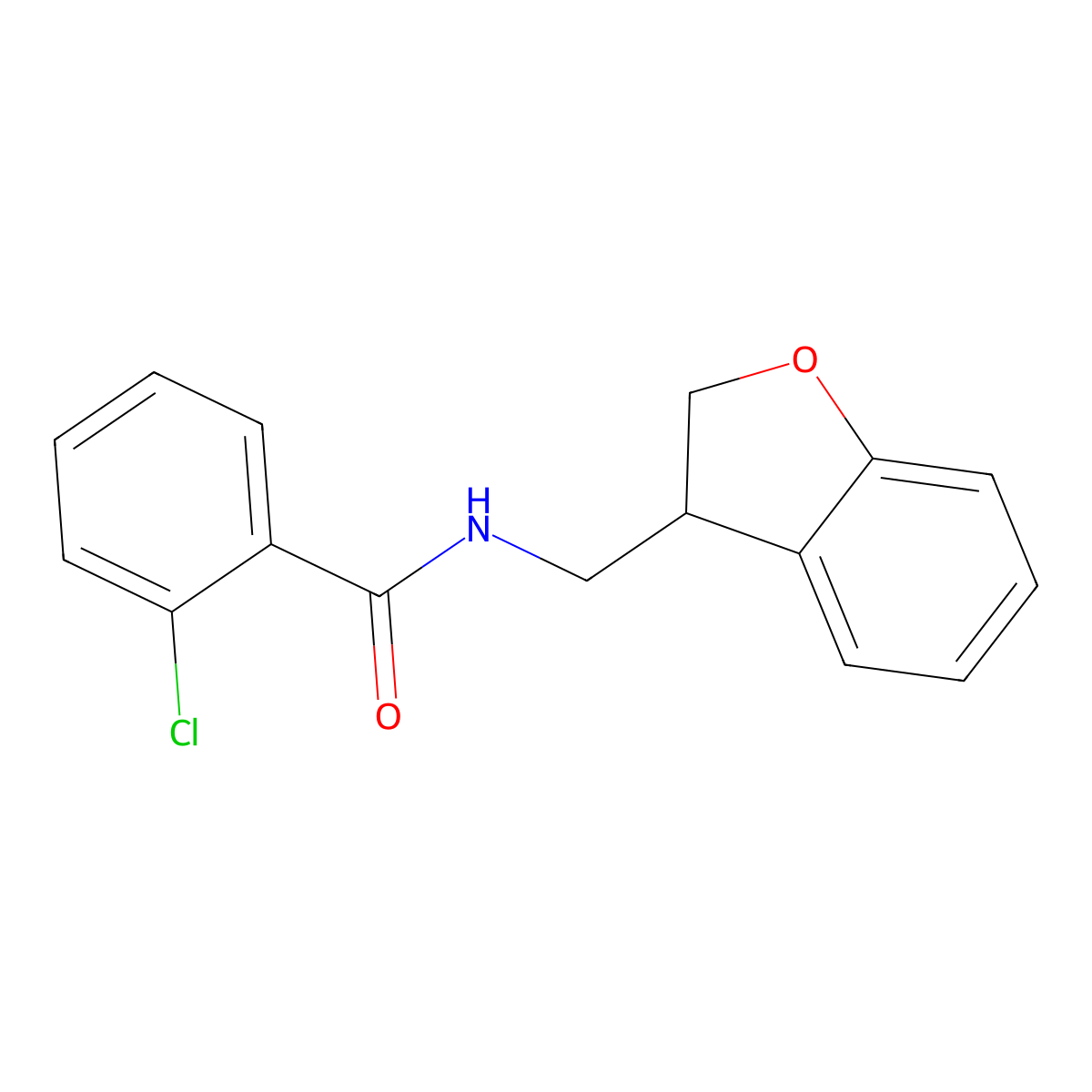 2-chloro-N-[(2,3-dihydro-1-benzofuran-3-yl)methyl]benzamide molecular structure, CAS 1787545-10-1
