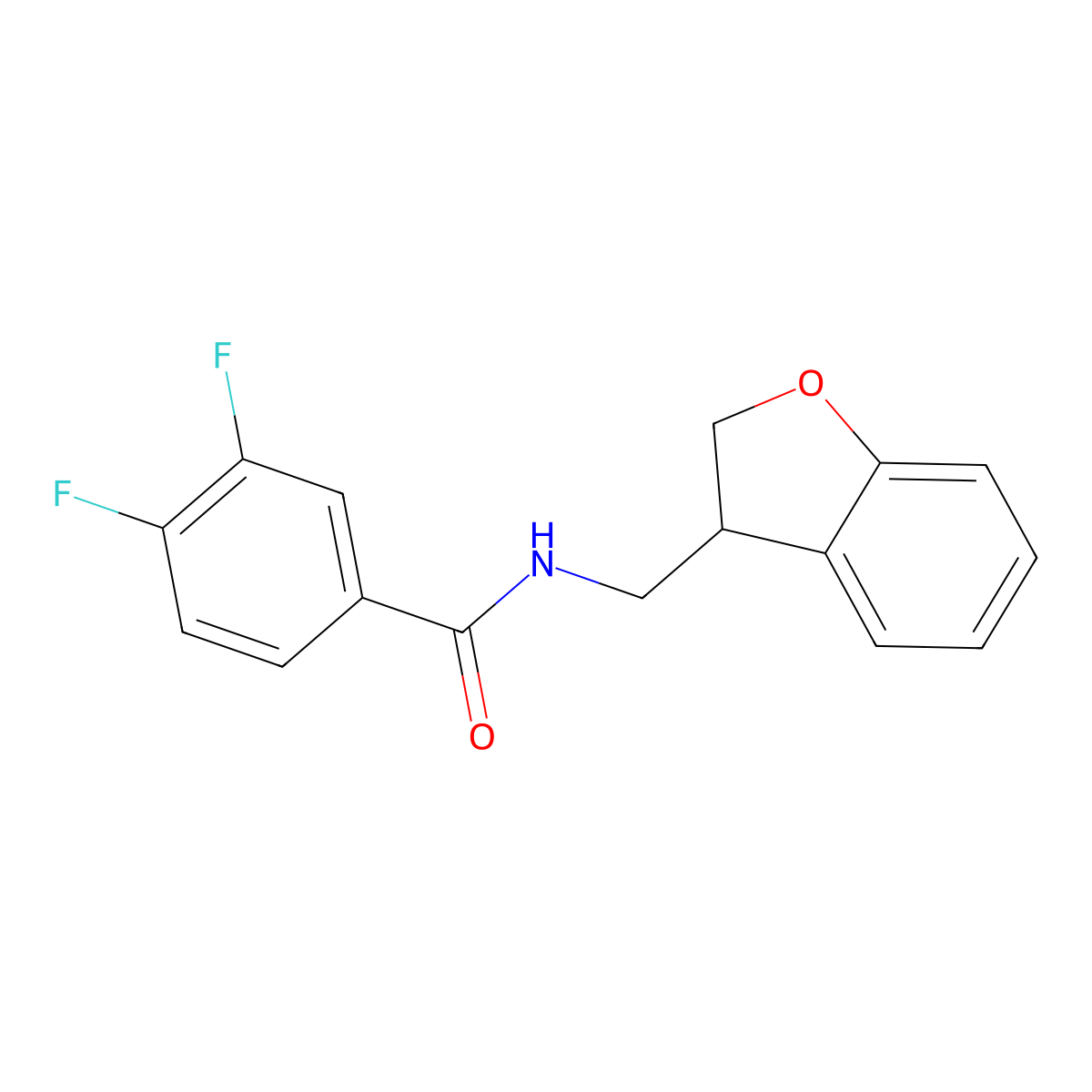 N-[(2,3-dihydro-1-benzofuran-3-yl)methyl]-3,4-difluorobenzamide molecular structure, CAS 1787545-16-7