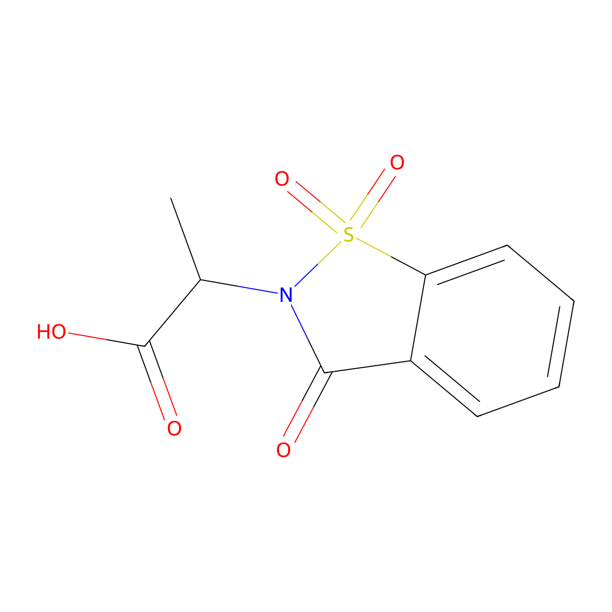 2-(1,1-Dioxido-3-oxo-1,2-benzisothiazol-2(3H)-yl)propanoic acid molecular structure, CAS 178755-54-9