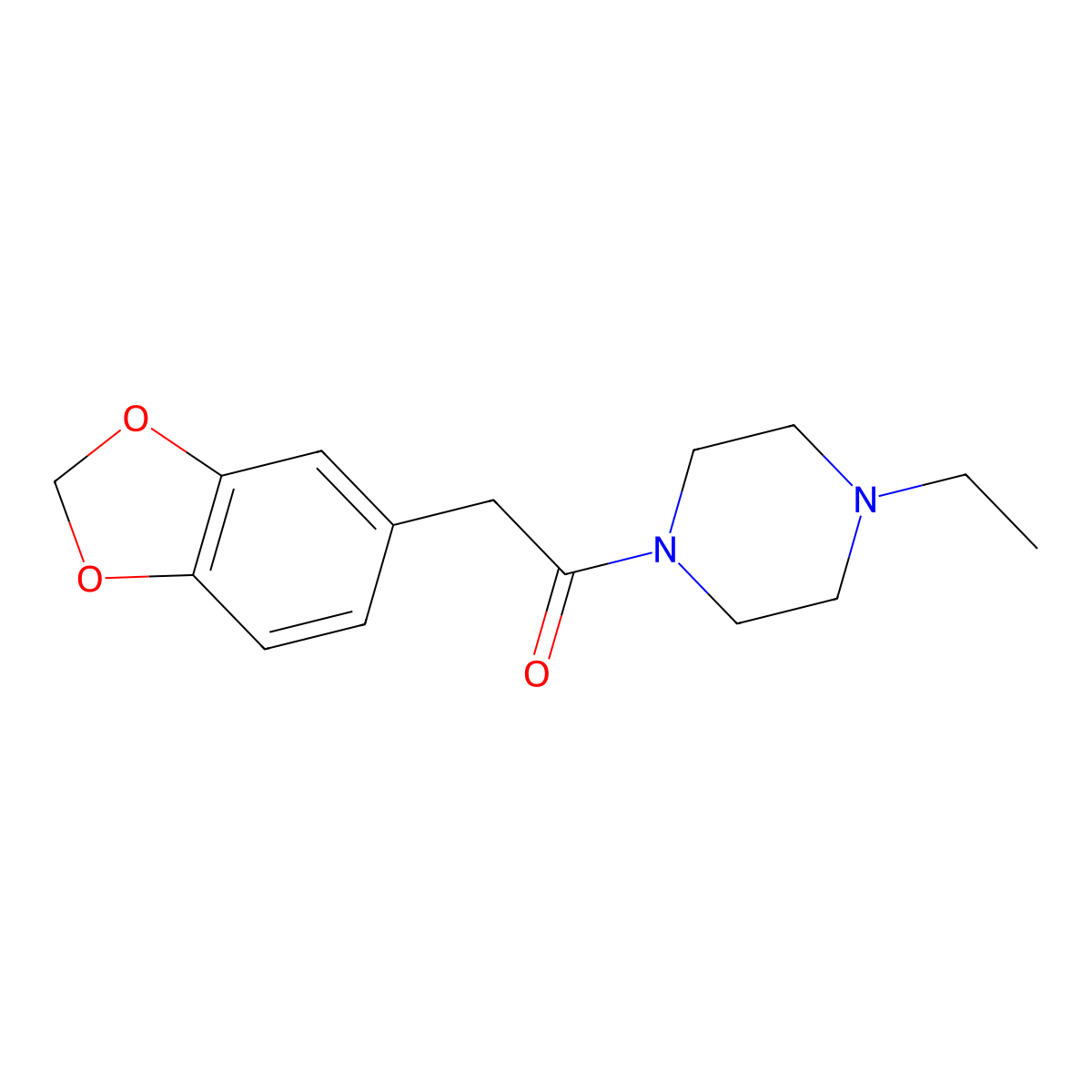 2-(1,3-Benzodioxol-5-yl)-1-(4-ethyl-1-piperazinyl)ethanone molecular structure, CAS 1787551-56-7