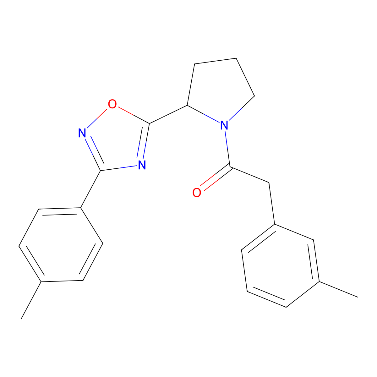 3-(4-Methylphenyl)-5-{1-[(3-methylphenyl)acetyl]pyrrolidin-2-yl}-1,2,4-oxadiazole molecular structure, CAS 1787855-31-5