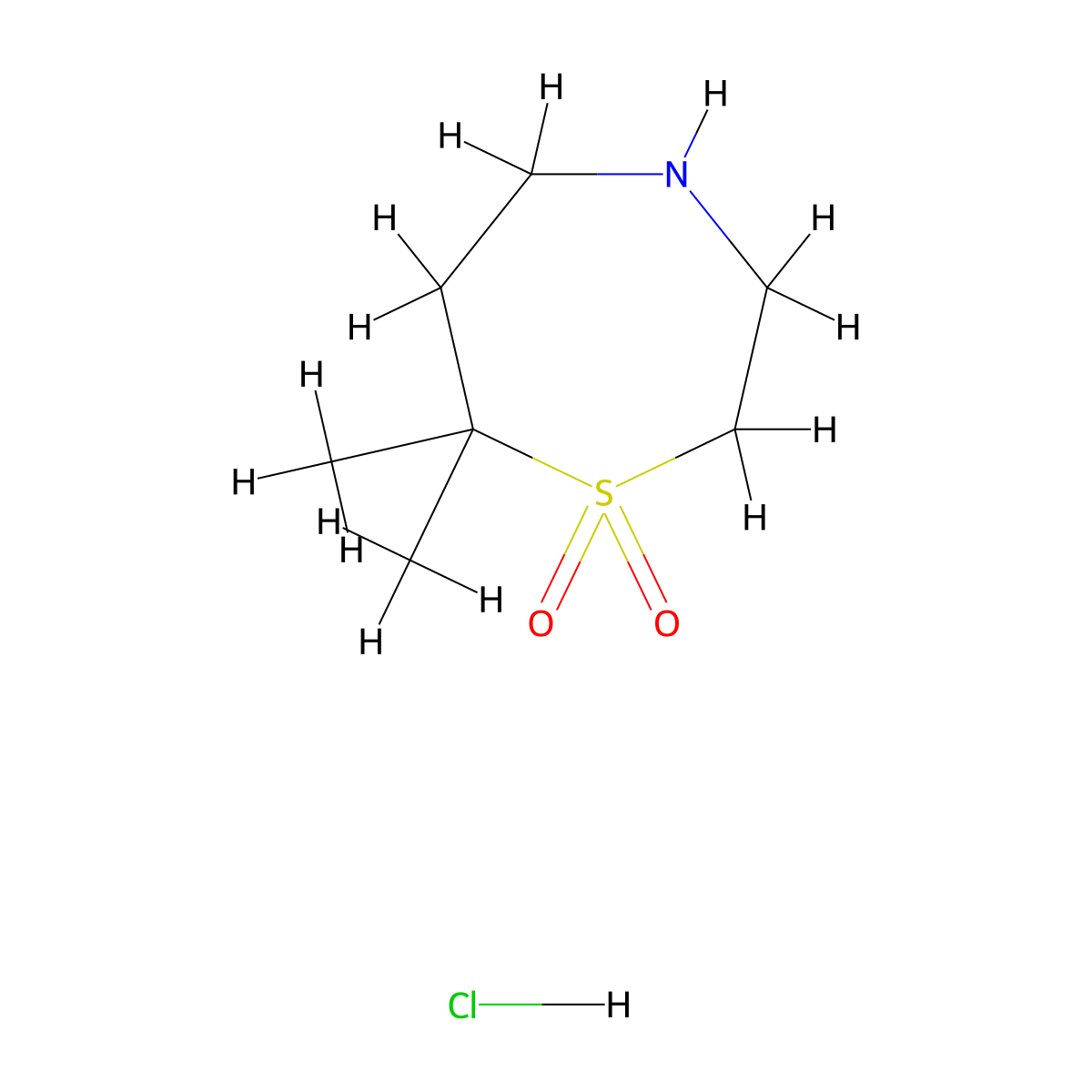 7,7-Dimethyl-1,4-thiazepane 1,1-dioxide hydrochloride molecular structure, CAS 1787855-34-8
