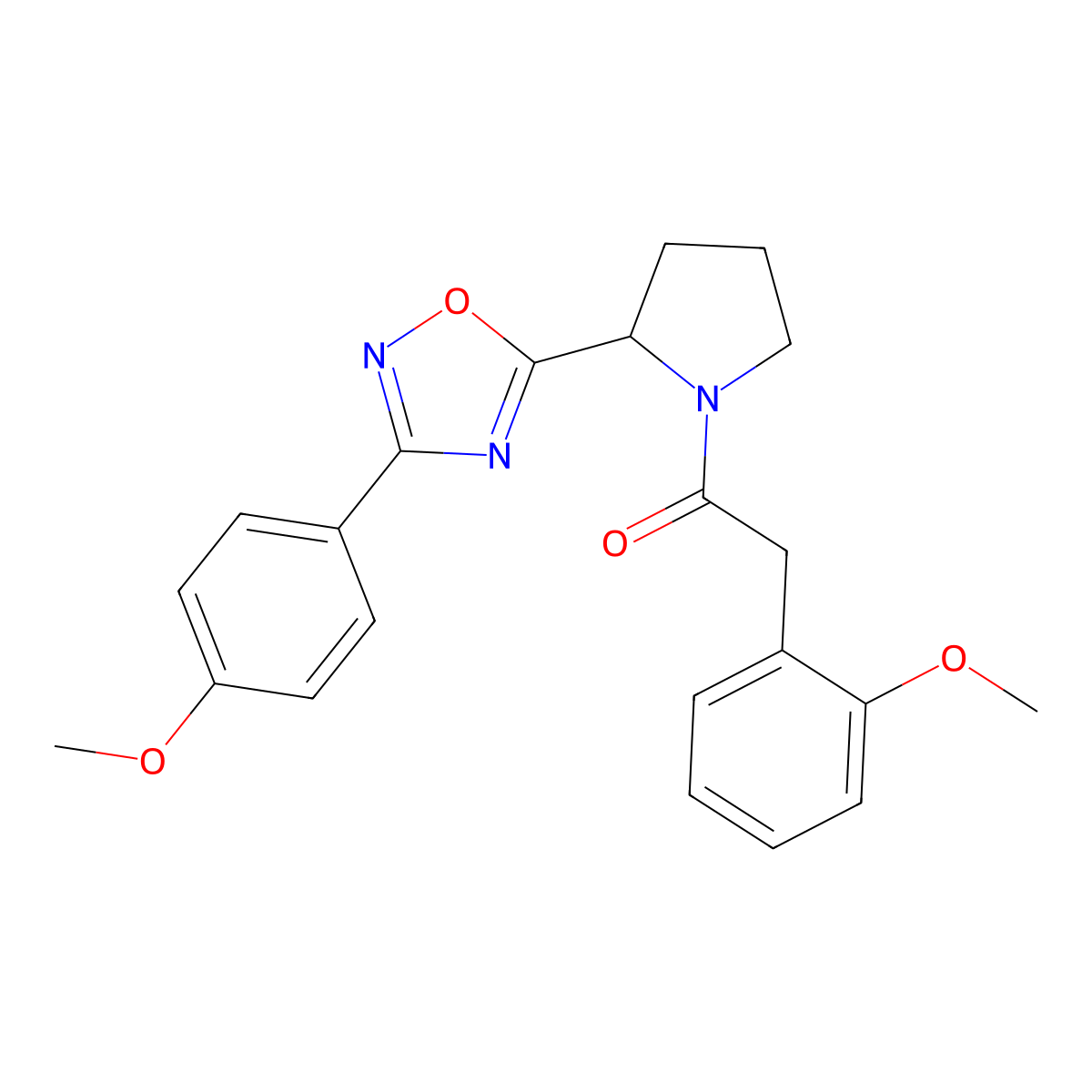 3-(4-Methoxyphenyl)-5-{1-[(2-methoxyphenyl)acetyl]pyrrolidin-2-yl}-1,2,4-oxadiazole molecular structure, CAS 1787855-51-9